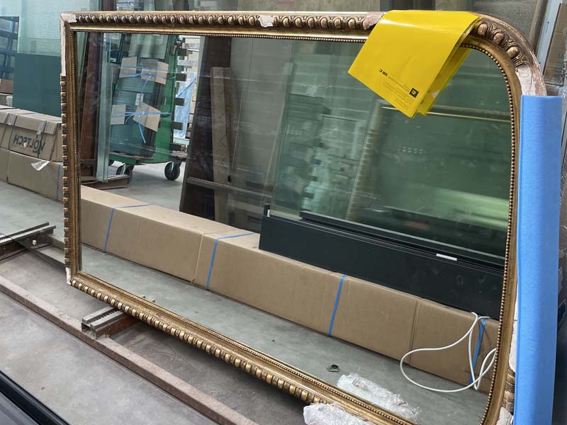 Rénovation miroir ancien 6a vitre et miroir remplacés avant après